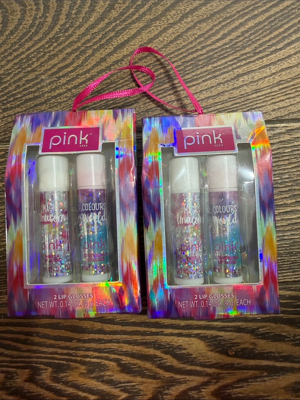2 Pack Lip Gloss Gift Set Strawberry + Vanilla Christmas or Birthday Gift Girls